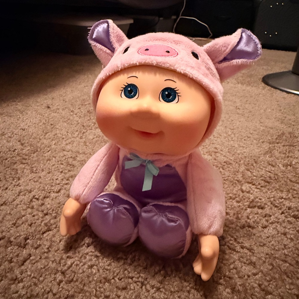 Cabbage Patch Kids Cuties Pink Pig Plush Doll Blue Eyes 9 Inch CPK